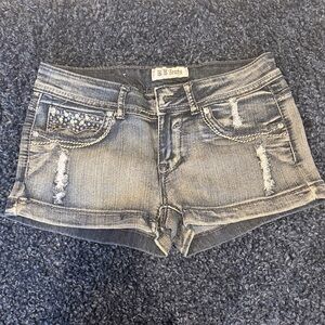 B.B. Jeans Women's Distressed Gray Jean Shorts